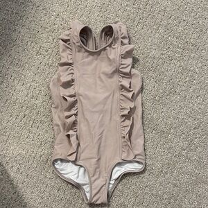 Charming Ruffled Kids Swim Bodysuit - Cream